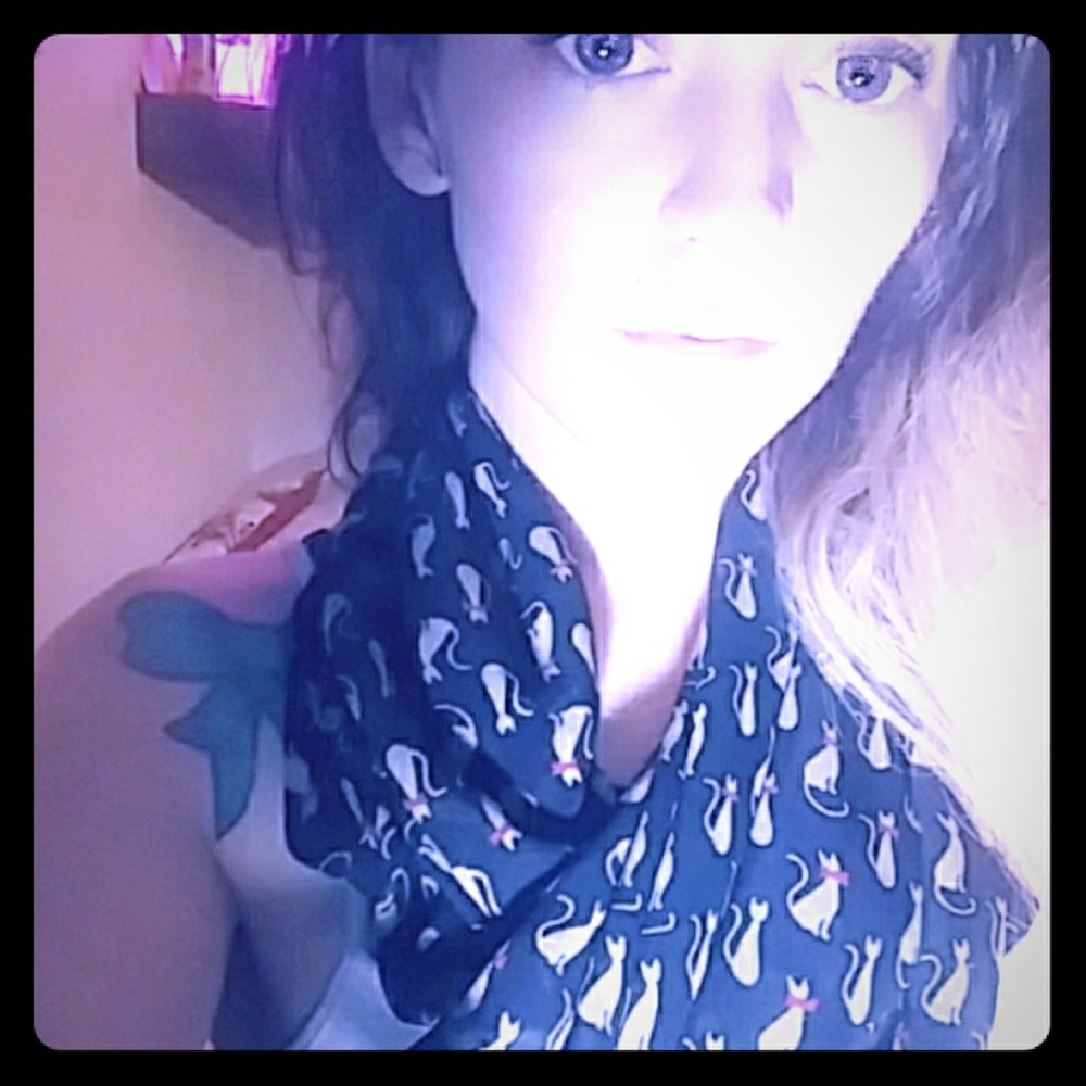 Sheer cat print scarf